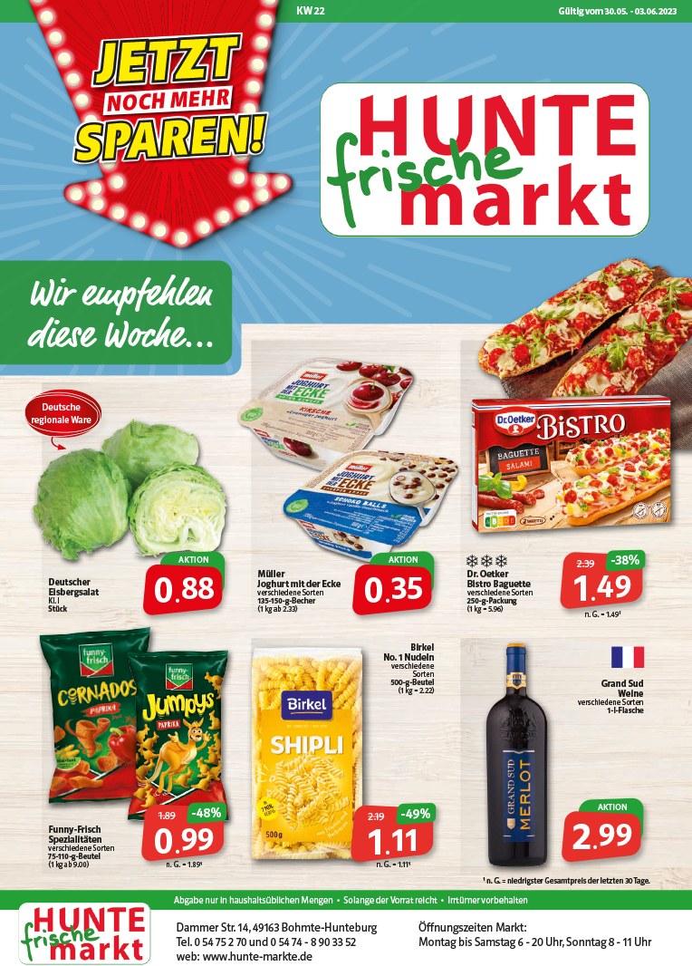 Bild zuHunte-Markt Angebote KW 22 (30.05.23 - 03.06.23) - Seite 1